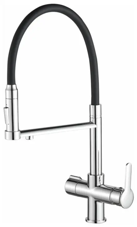 Смеситель с гибким изливом Haiba HB76854, латунь, цвет черный, хром купить,NaN