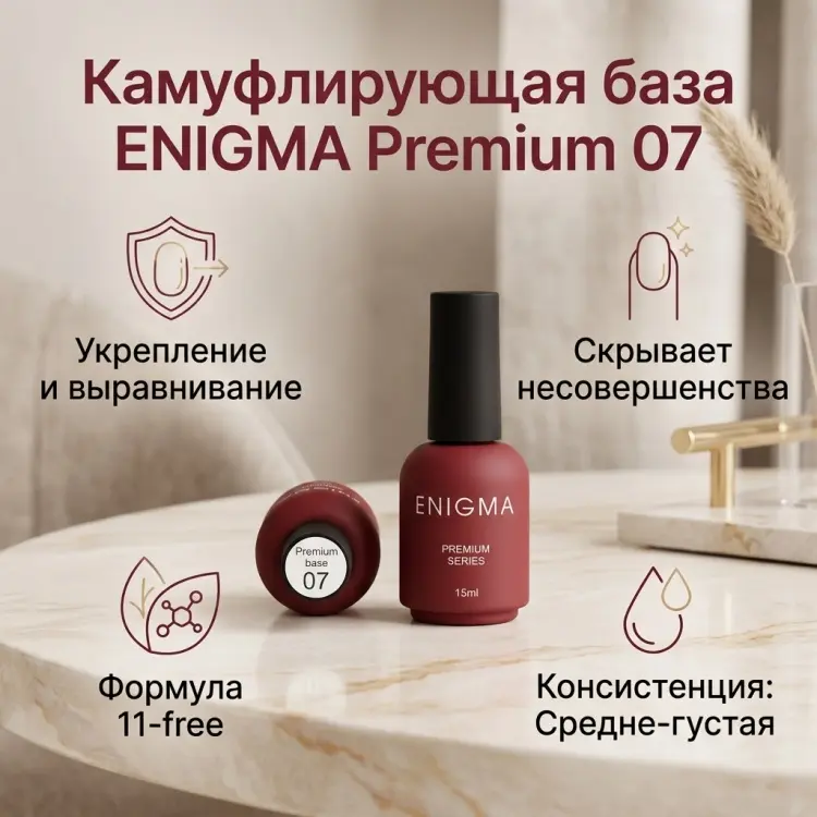ENIGMA базовое покрытие Premium 07 молочный камуфлирующее 15 мл купить,NaN