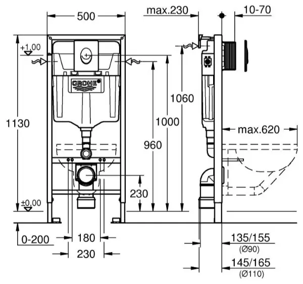 Grohe рамная инсталляция Rapid SL 38721 хром