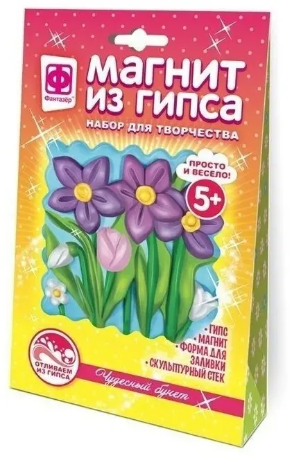 Набор для лепки Фантазер Магнит из гипса. Чудесный букет 200 г купить,NaN