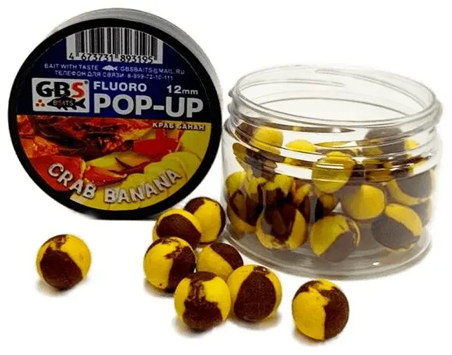 Прикормка GBS Бойлы Baits Pop-up плавающие (банка) 12мм 40гр Краб-Банан Краб Банан 0.04 кг купить,NaN