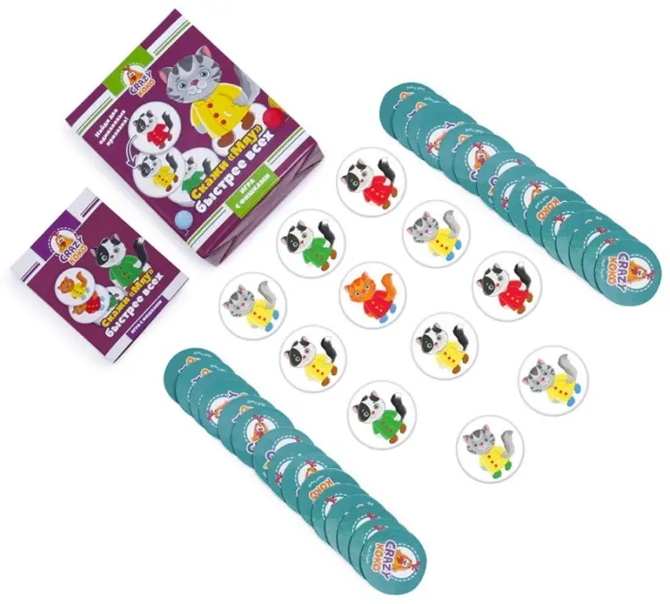 Карточки Vladi Toys Игра с фишками. Crazy Koko. Скажи Мяу быстрее всех купить,NaN