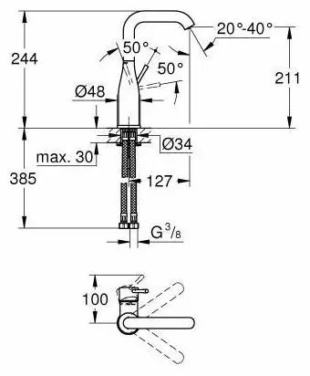 Смеситель для раковины (умывальника) Grohe 23541001, однозахватный купить,NaN