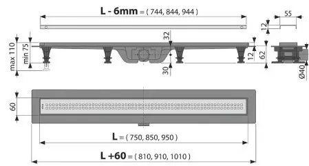 Alcaplast трап APZ9-750M (6х75 см) купить,NaN