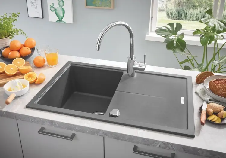 Кухонная мойка Grohe GROHE K400, 780 x 500 мм, серый гранит 50х78х20.5 см, искусственный камень, тон серый купить,NaN