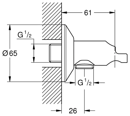 Grohe держатель для душа 61х65 мм 26333000, латунь