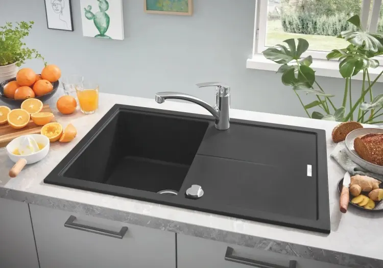 Кухонная мойка Grohe K400 50х78х20.5 см, искусственный камень, тон черный гранит купить,NaN
