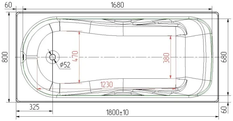 Ванна прямоугольная Универсал Сибирячка-У 180x80 см, чугун