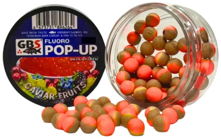 Прикормка GBS плавающие Baits Pop-up 8мм Икра-фрукты 0.04 кг купить,NaN