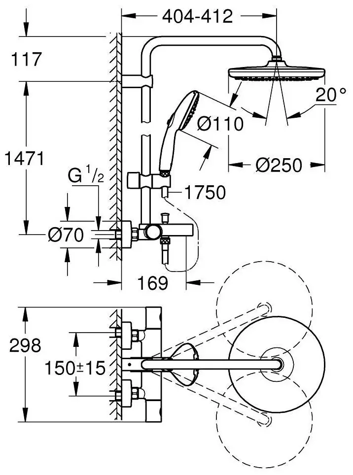 Grohe душевой набор (гарнитур) 26672001 Tempesta System 250