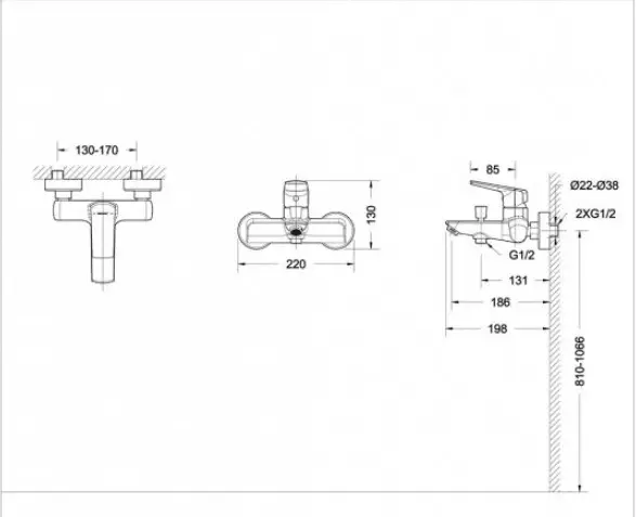 Смеситель для ванны BRAVAT Real F6121179CP-01, однозахватный купить,NaN