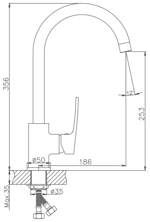 Смеситель для кухни Haiba HB70587, латунь, цвет хром купить,NaN
