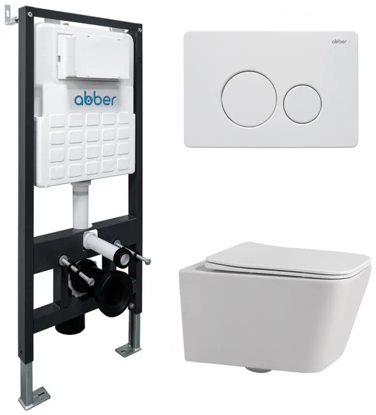 Abber рамная инсталляция Rechteck AC1201 белый с инсталляцией AC0105 и кнопкой AC0121MW белая матовая