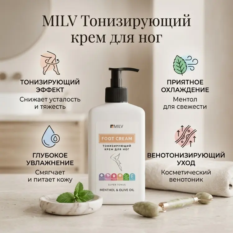 MILV Тонизирующий крем для ног 340 мл купить,NaN