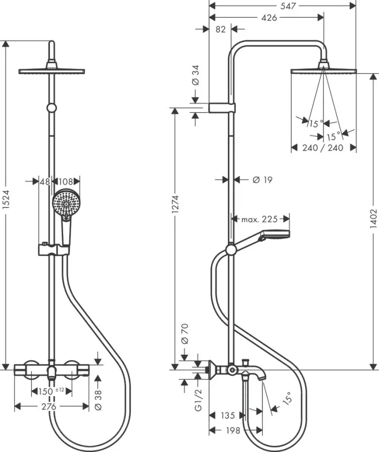 Hansgrohe душевой набор (гарнитур) Crometta S Showerpipe 26900670, пластик купить,NaN