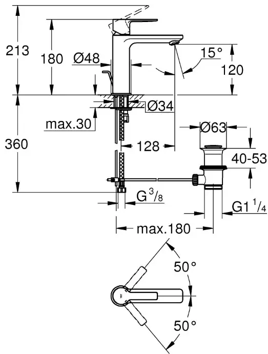 Смеситель для раковины (умывальника) Grohe Lineare 32114001, однозахватный купить,NaN