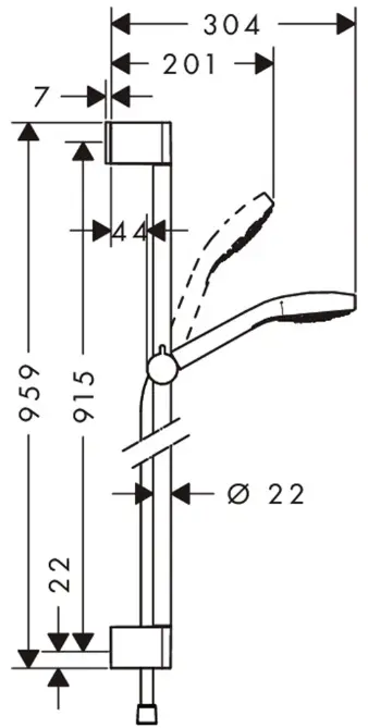 Hansgrohe штанга для душа 959х22 мм Croma Select S 26570400, латунь купить,NaN