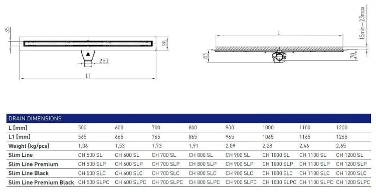 MCH трап Slim Line CH900SLC (3.5х90 см) купить,NaN