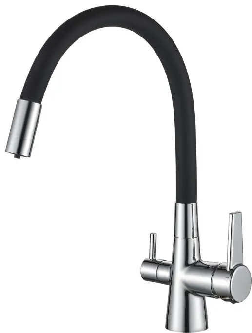 Смеситель с гибким изливом Haiba HB76858-7, латунь, цвет черный, хром купить,33495