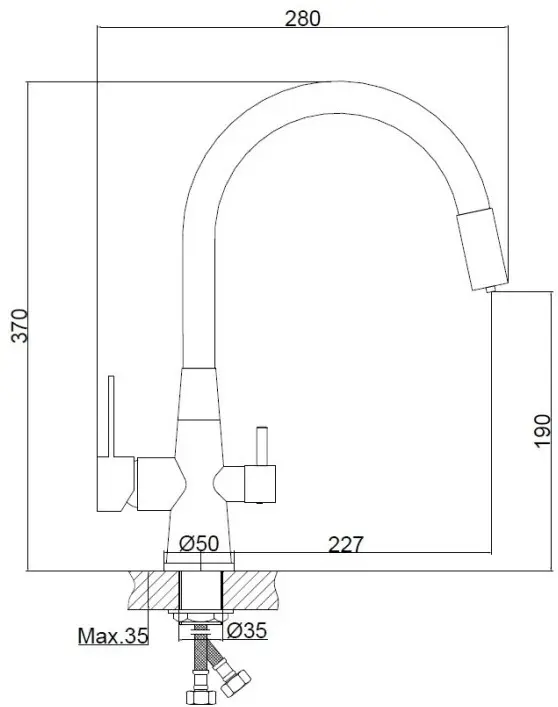 Смеситель с гибким изливом Haiba HB76858-7, латунь, цвет черный, хром купить,33495