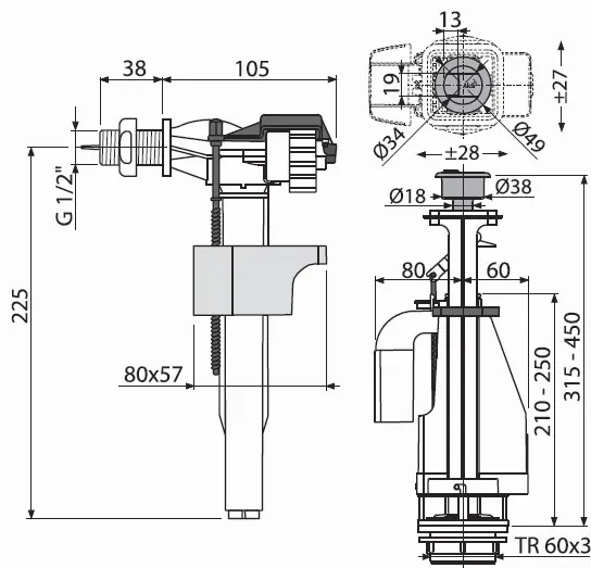Alcaplast комплект для смыва SA08AK1/2 купить,NaN