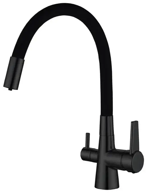 Смеситель с гибким изливом Haiba HB76859-7, латунь, цвет черный купить,NaN