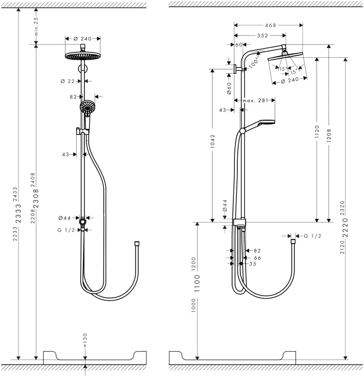Hansgrohe душевой набор (гарнитур) Crometta Showerpipe EcoSmart Reno, пластик купить,NaN
