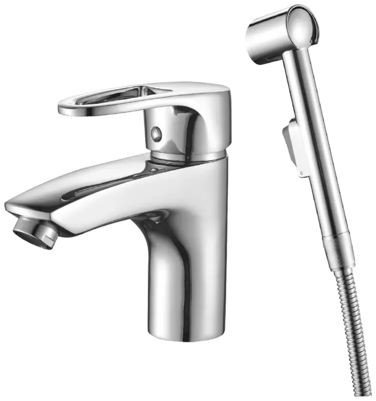 Смеситель для раковины (умывальника) DecoRoom DR70015 с гигиеническим душем, однозахватный купить,NaN