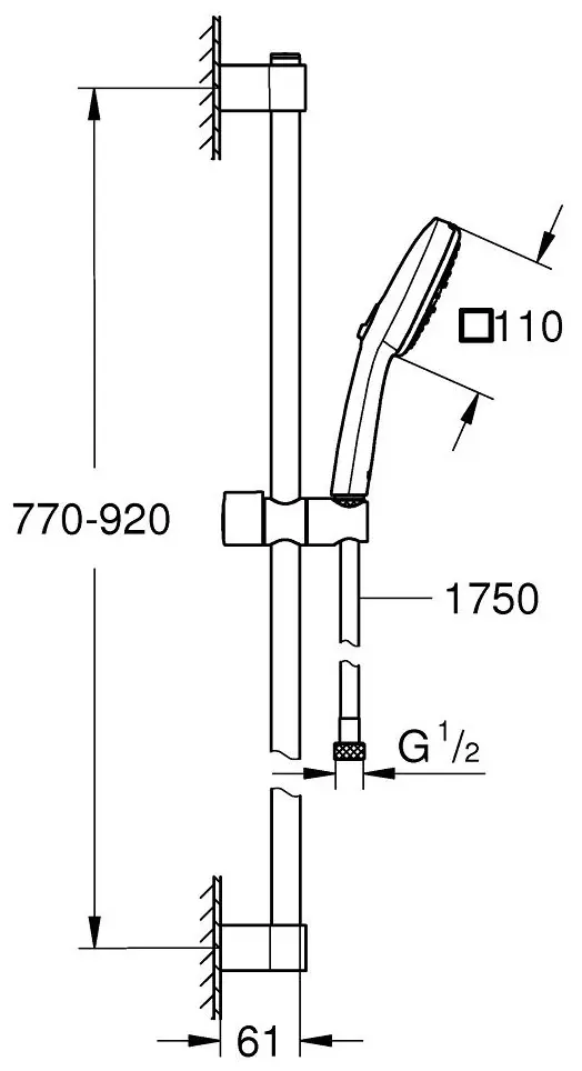 Grohe ручной душ (лейка+шланг) Tempesta Cube 110 26909003