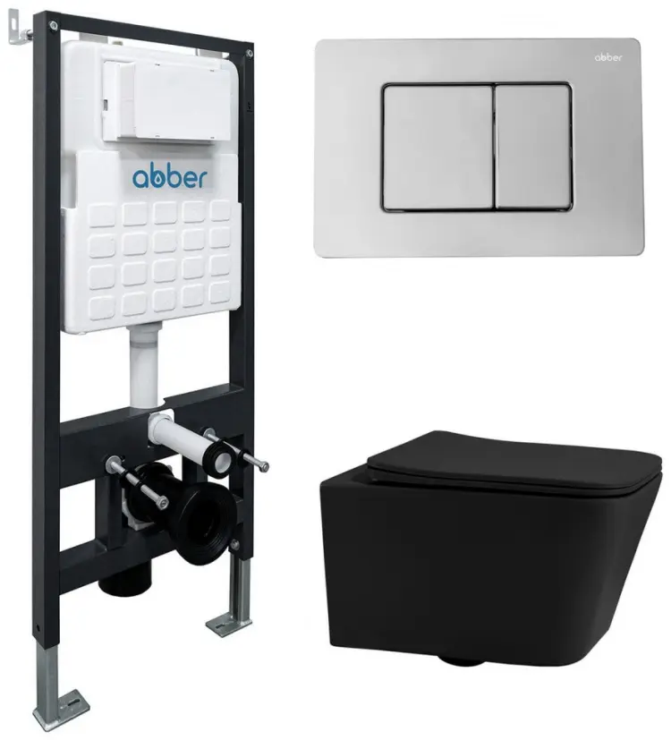 Abber рамная инсталляция ABBER Rechteck AC1201MB черный матовый с инсталляцией AC0105 и кнопкой AC0120 хром купить,NaN