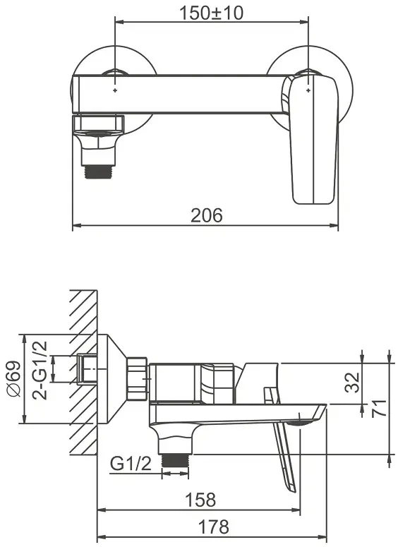 Смеситель для ванны Belz B60715-7, латунь, цвет черный купить,62160