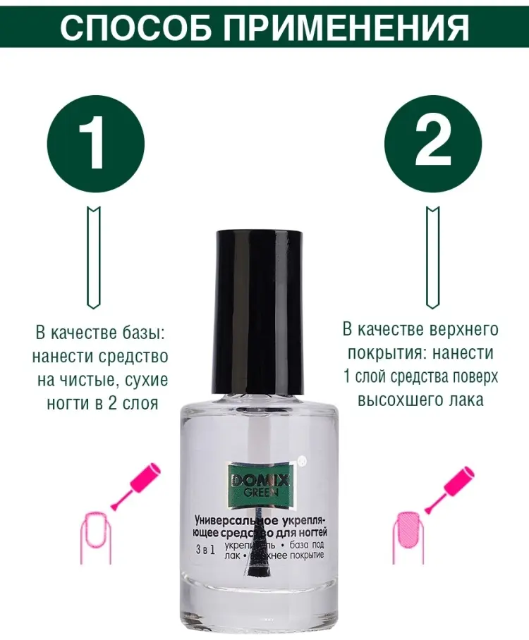 Domix Green Professional базовое покрытие средство для укрепления ногтей прозрачный глянцевое 11 мл купить,NaN