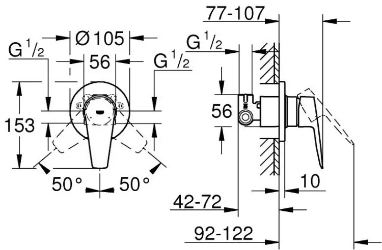 Смеситель для душа Grohe 29040001, однозахватный купить,NaN