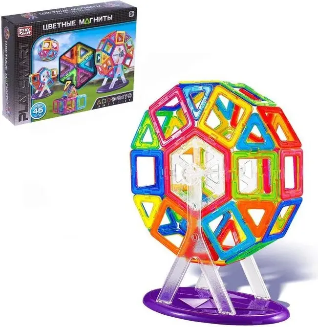 Конструктор Play Smart Цветные магниты 5135320, деталей 46 шт купить,NaN