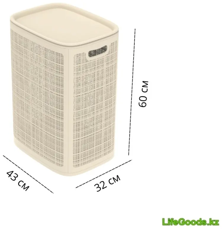 LifeGoods.kz корзина для белья 43x32x60 см, пластик купить,NaN