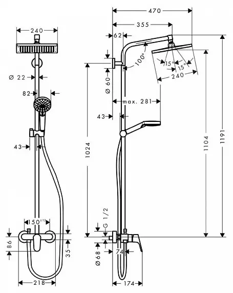 HansGrohe 27284000 Crometta E 240 1jet купить,NaN