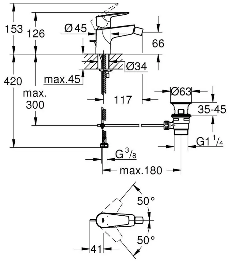 Смеситель для биде Grohe 23331001, однозахватный купить,NaN