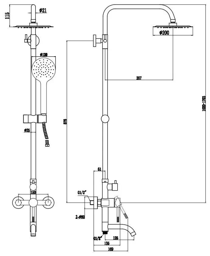 VODA душевой набор (гарнитур) Vessel VST220VSLBlack купить,NaN