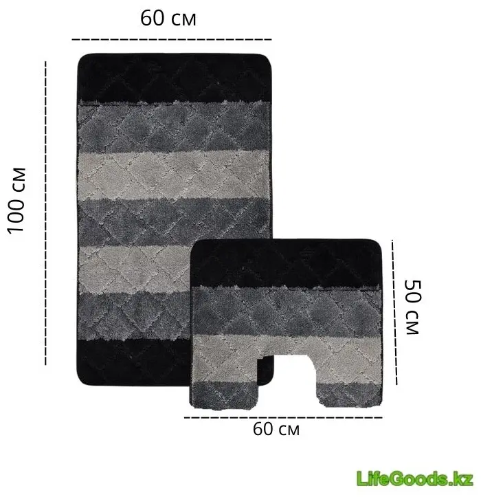 LifeGoods.kz комплект ковриков LG49877 100x60 см, полиэстер, латекс купить,NaN