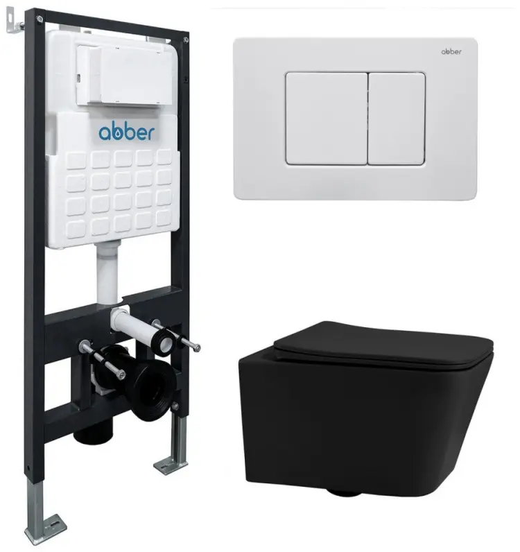 Abber рамная инсталляция ABBER Rechteck AC1201MB черный матовый с инсталляцией AC0105 и кнопкой AC0120MW белая матовая купить,NaN