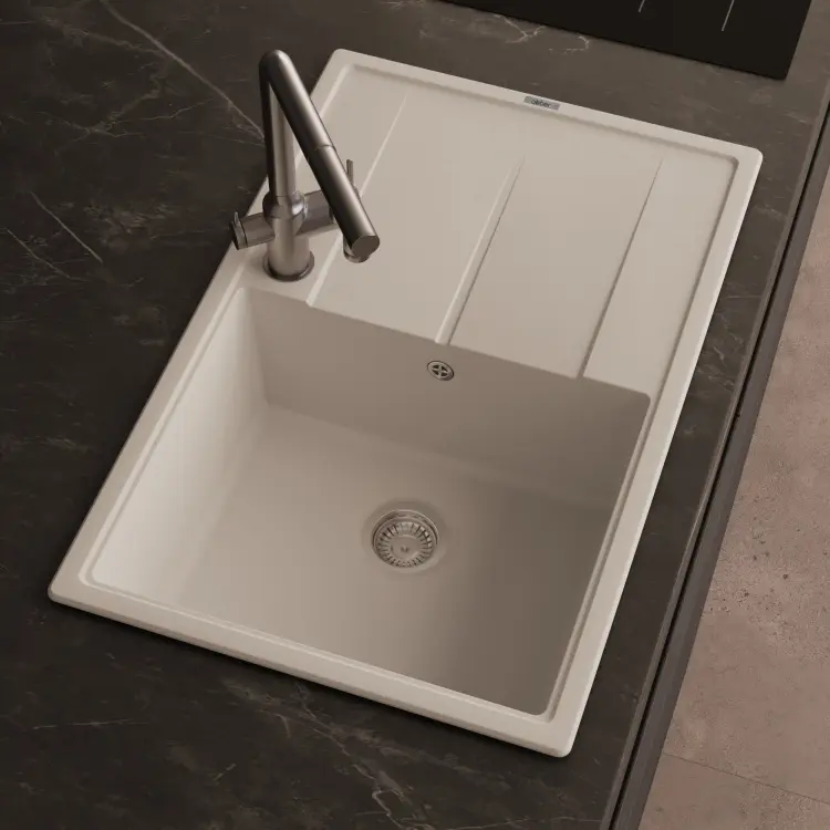 Кухонная мойка Abber Quarz AQ2904W 51х78х20 см, кварцевый композит, тон белый купить,NaN