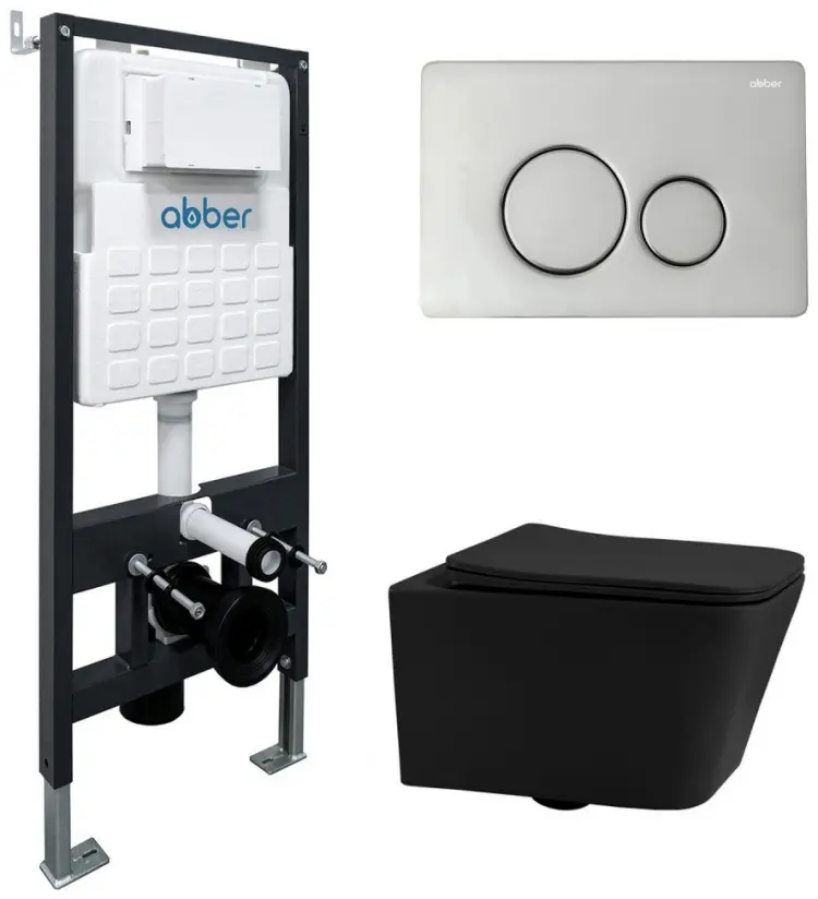 Abber рамная инсталляция Rechteck AC1201MB черный матовый с инсталляцией AC0105 и кнопкой AC0121 хром купить,NaN