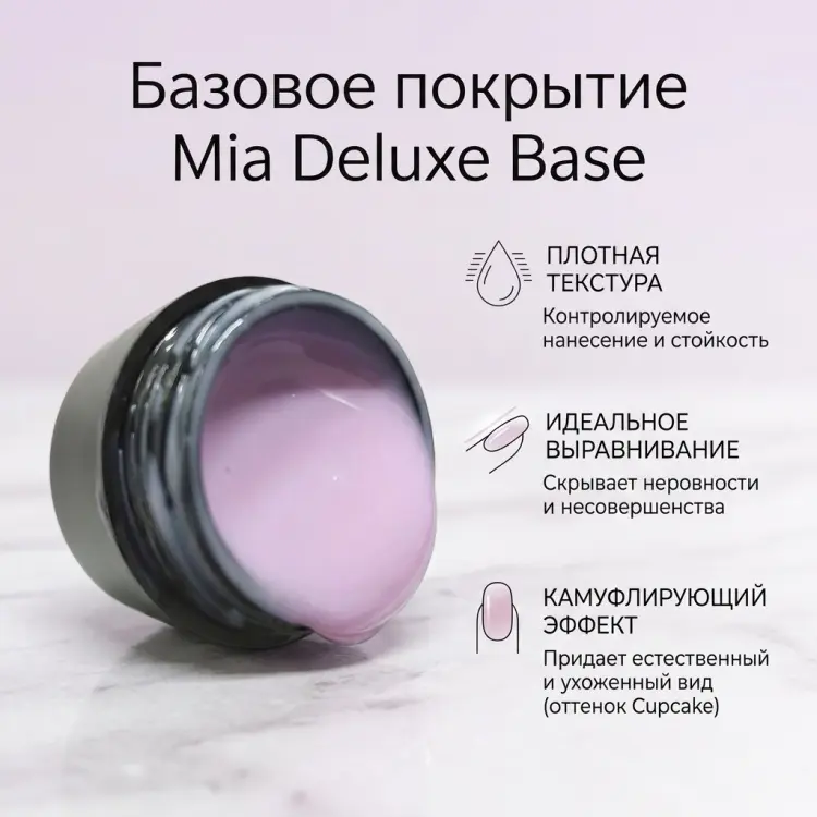 Mia базовое покрытие Deluxe Base Cupcake 15 мл купить,NaN