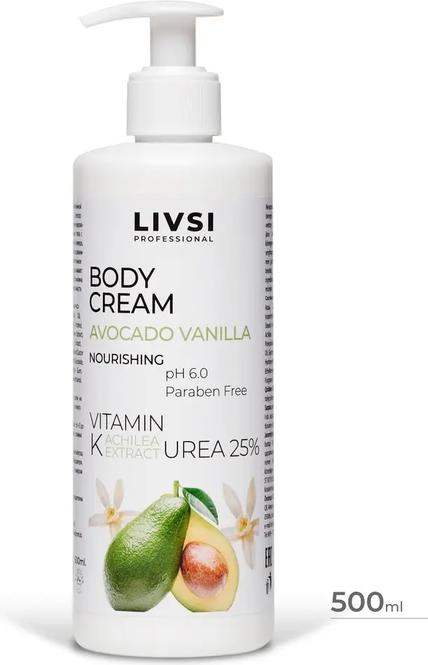 Livsi Avocado Vanilla крем для тела 500 мл купить,NaN