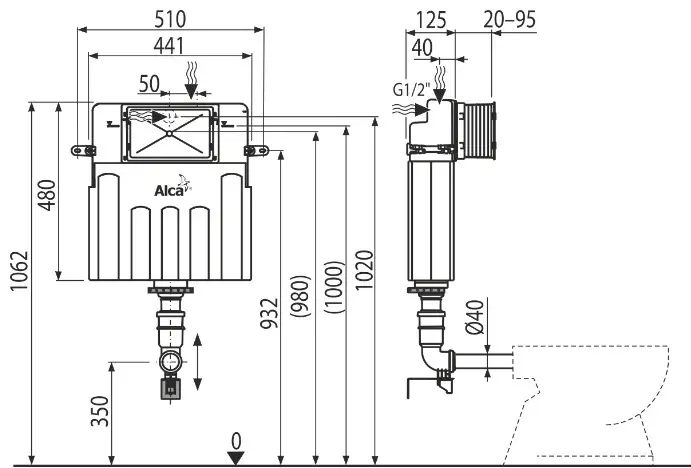 Бачок скрытого монтажа AlcaPLAST AM112 Basicмodul купить,NaN