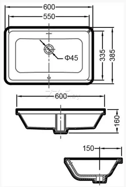 Раковина врезная 60 см BRAVAT C22171W-ENG купить,NaN