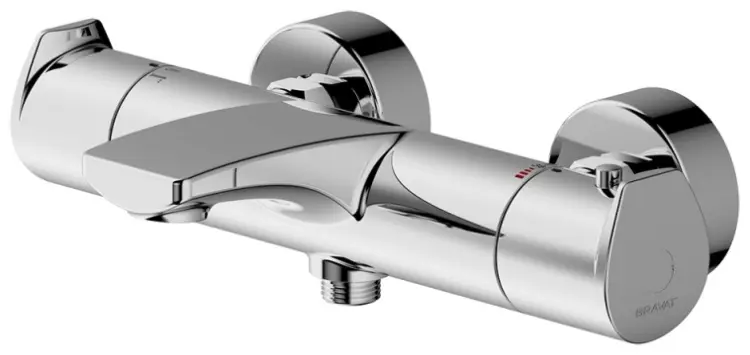 Смеситель для ванны BRAVAT Nizza термостат F6353387CP-01-RUS, латунь, цвет серебристый купить,NaN