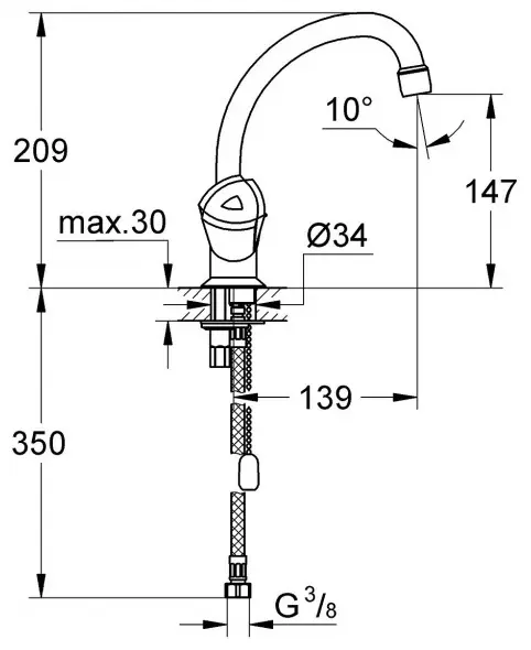 Смеситель для раковины (умывальника) Grohe Costa 21102000, двухзахватный