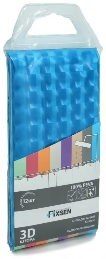 Штора FIXSEN FX-3003C 180x180 голубой, PEVA купить,NaN