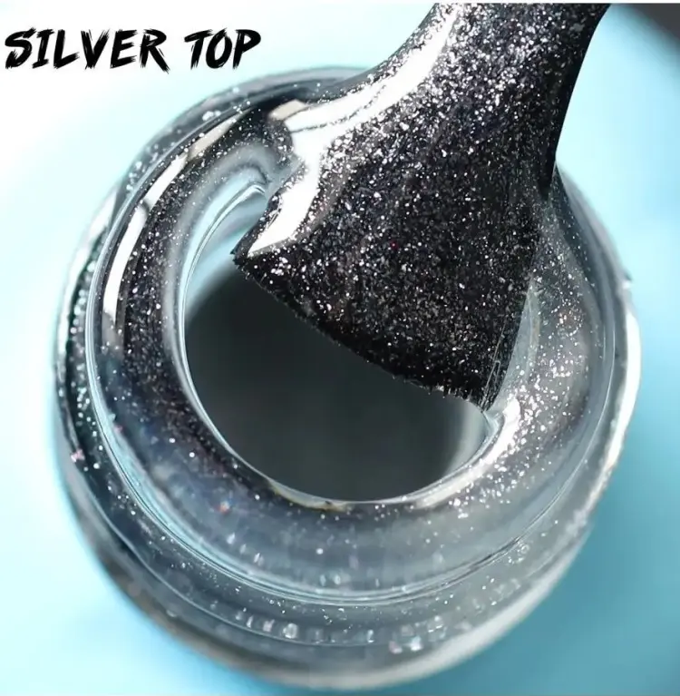 ENIGMA верхнее покрытие Silver top прозрачный с блестками глянцевое 15 мл купить,NaN
